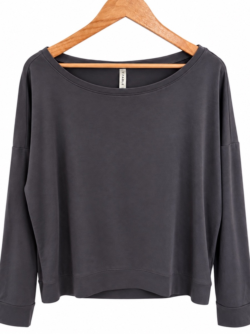 Fabletics Eco Sleek Knit Boat Neck Pullover — Gray/Charcoal